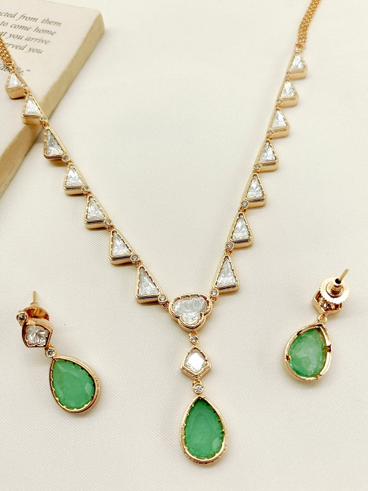 Saima Mint Green Kundan Necklace Set