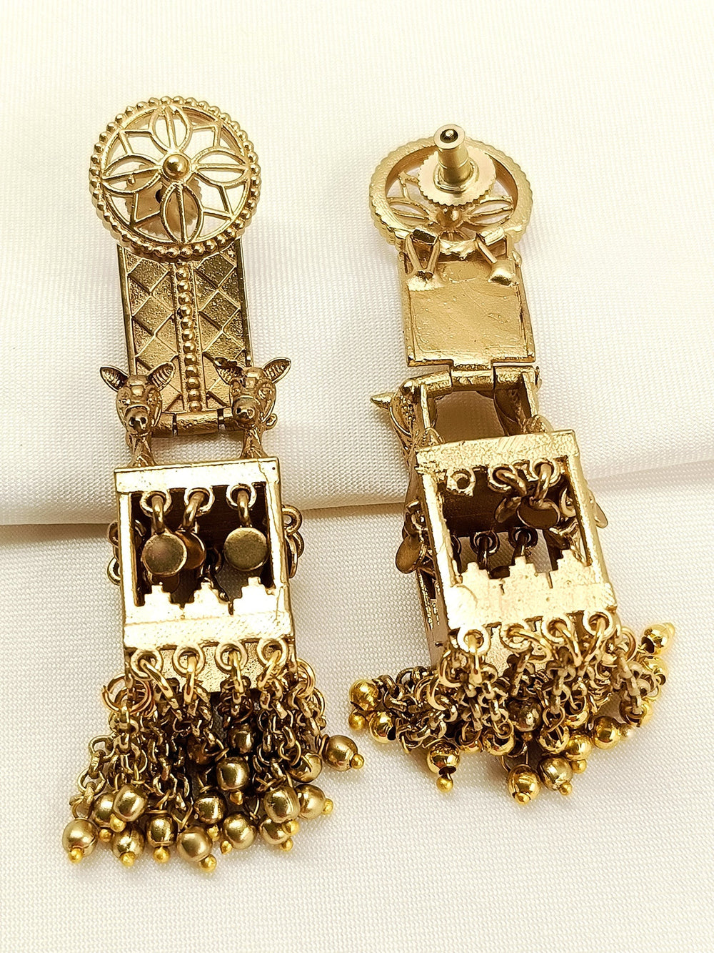 Sanhita Golden Chariot Oxidized Earring - Antique Gold