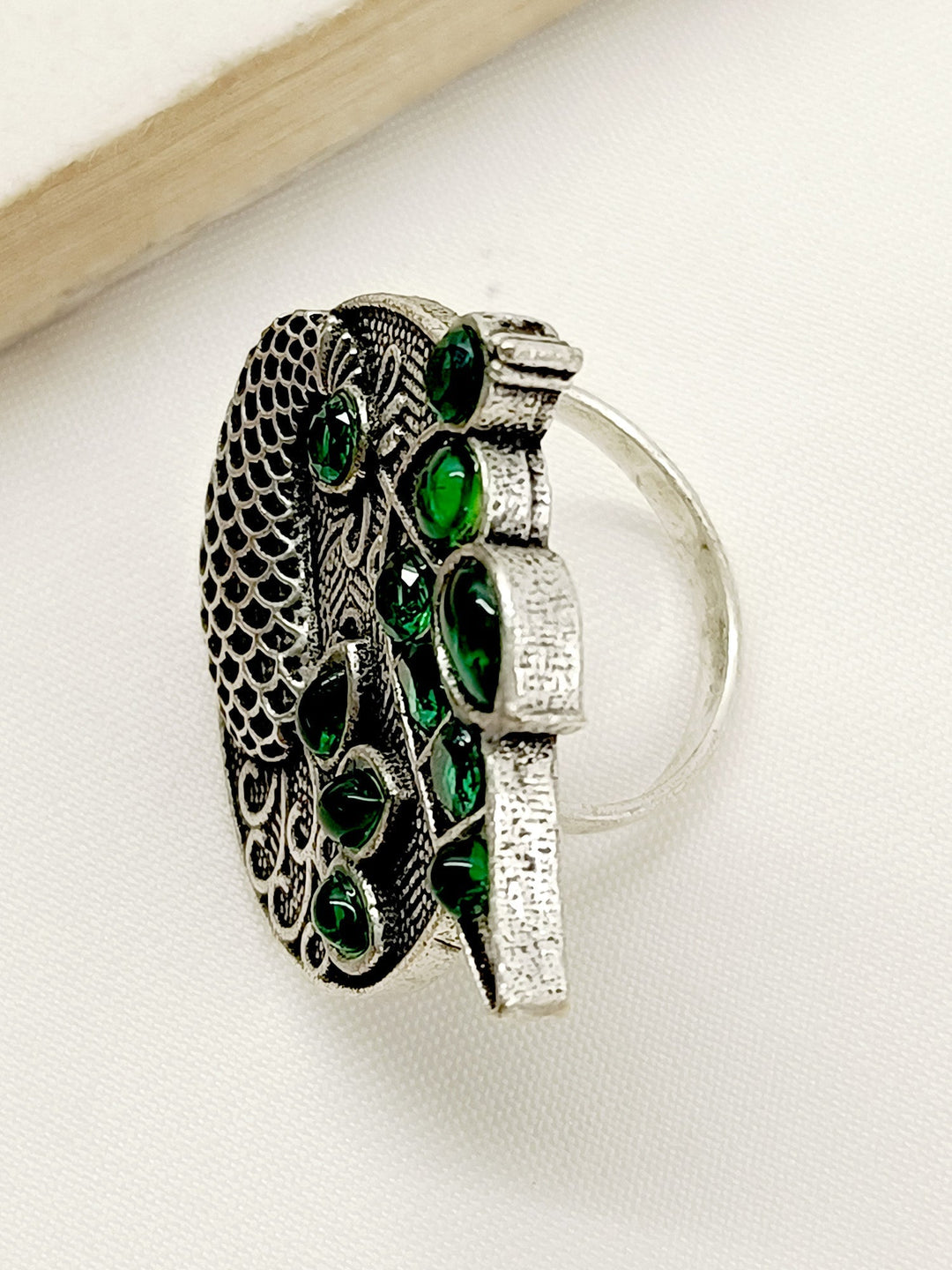 Sofiya Green Oxidized Finger Ring