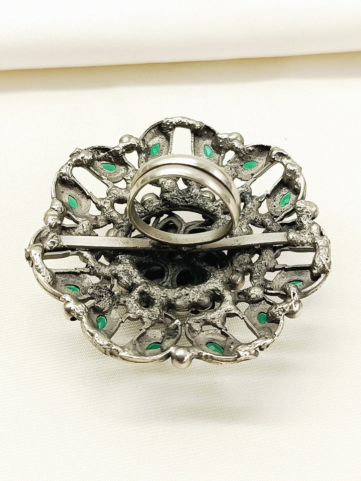 Mritsa Green Oxidized Finger Ring