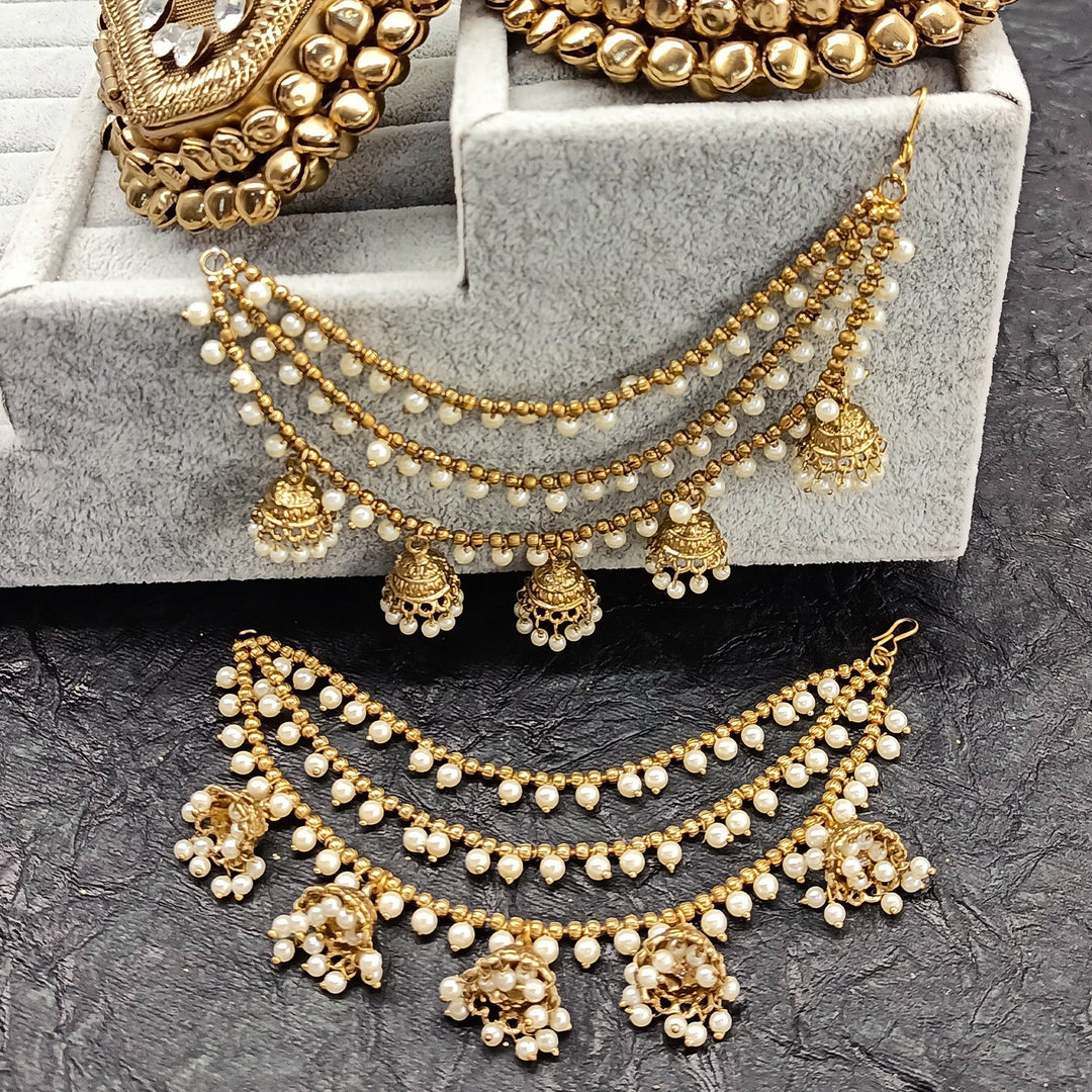 Adaa Gold Plated Off White Ear Chain