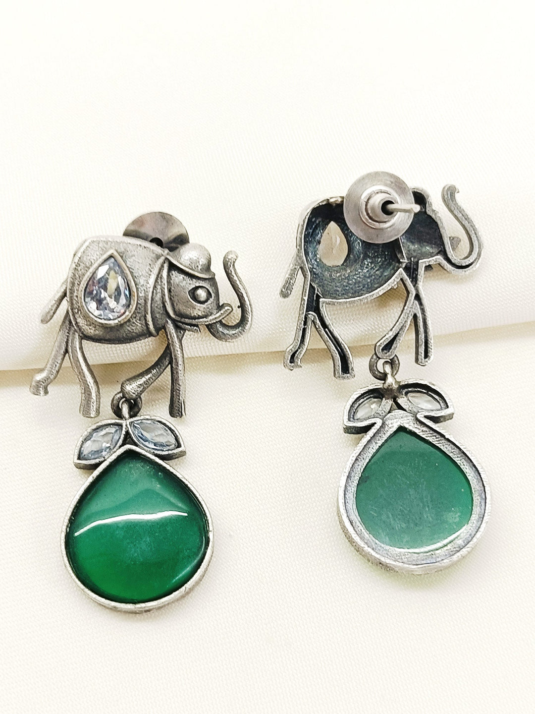 Himadri Green Oxidized Earring