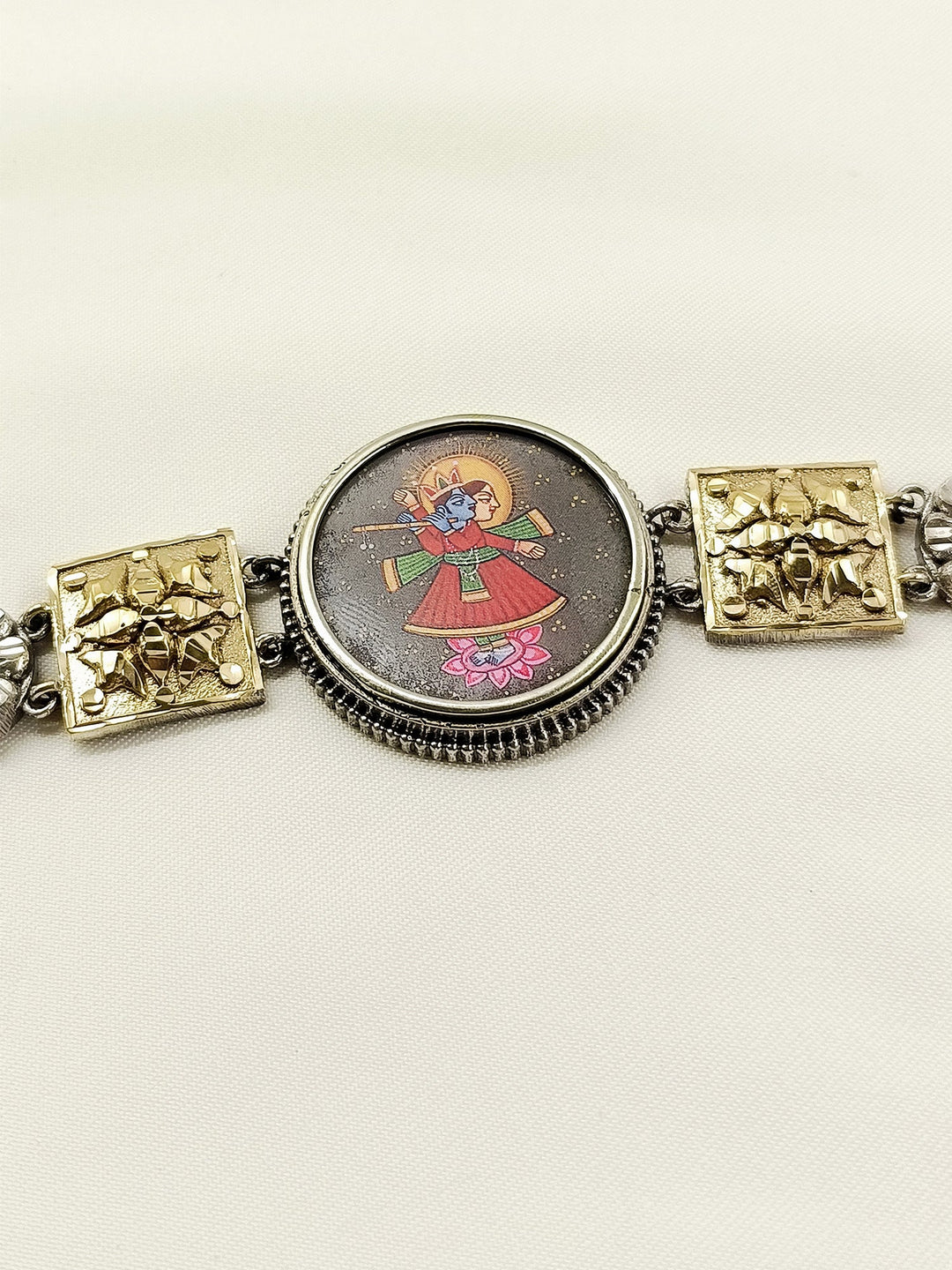 Aayush Radha Krishna Men's Oxidized Handpainted Neckpiece