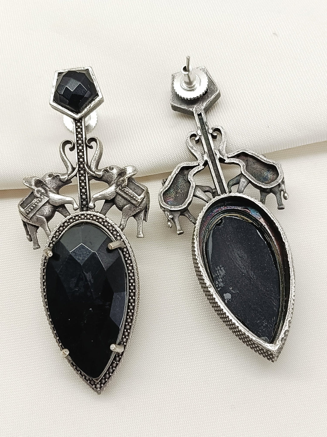 Wamil Black Oxidized Earring