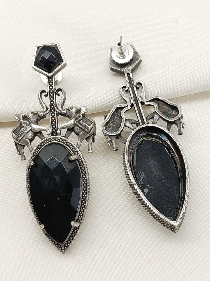 Wamil Black Oxidized Earring