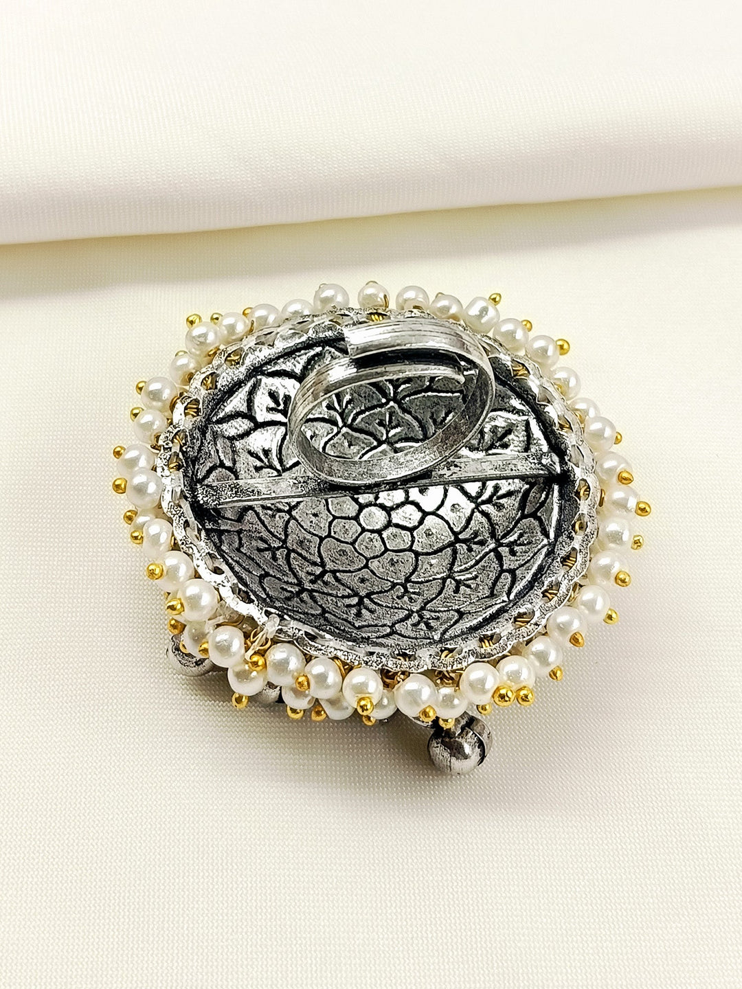 Ela Ruby Oxidized Finger Ring