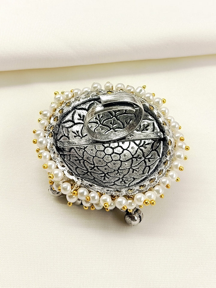 Ela Ruby Oxidized Finger Ring