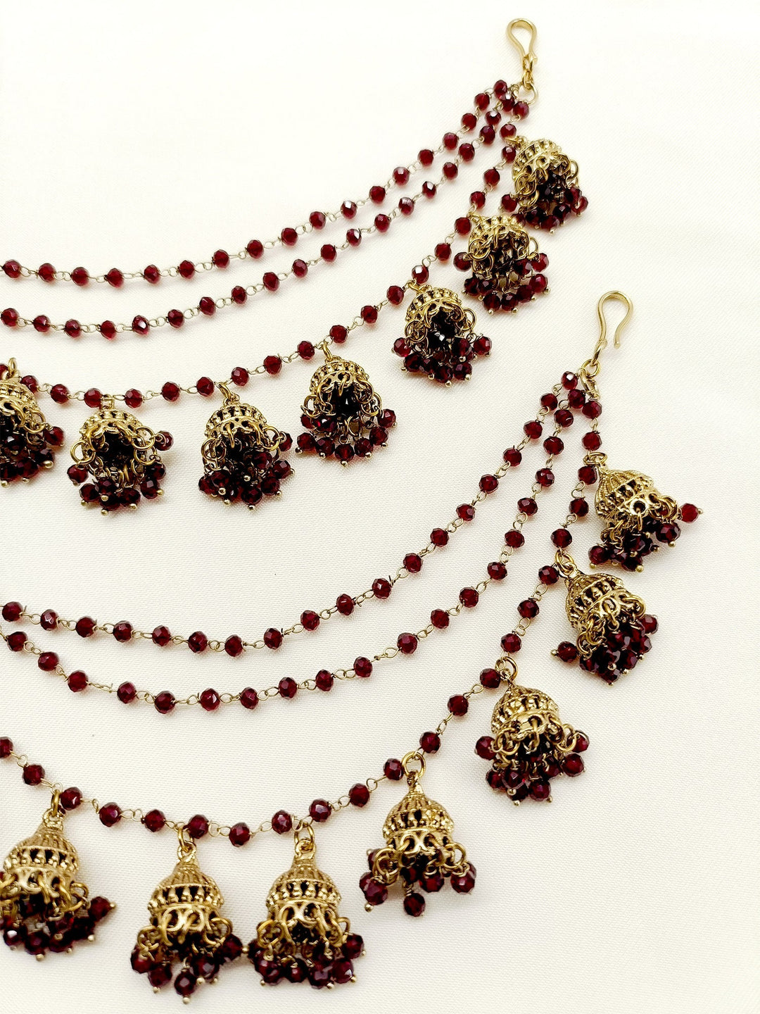 Geetika Maroon Traditional Ear Chain