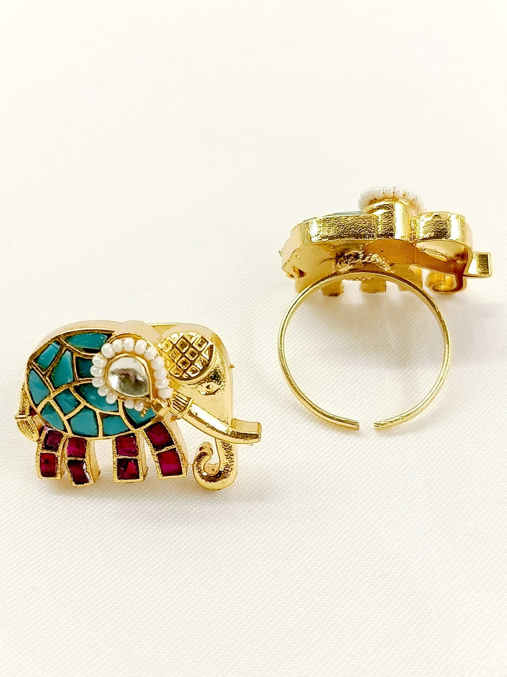 Miami Majenta Elephant Kundan Toe Ring