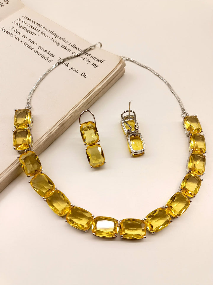 Sahara Yellow Swarovski Stone Necklace Set