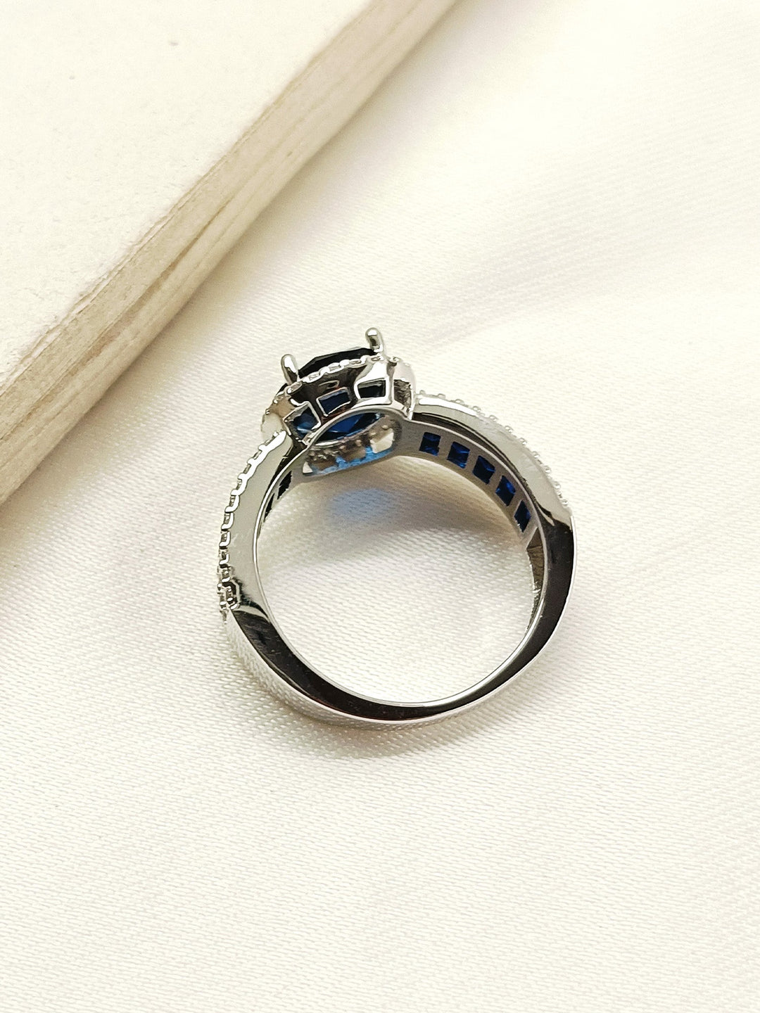 Taysha Navy Blue American Diamond Finger Ring