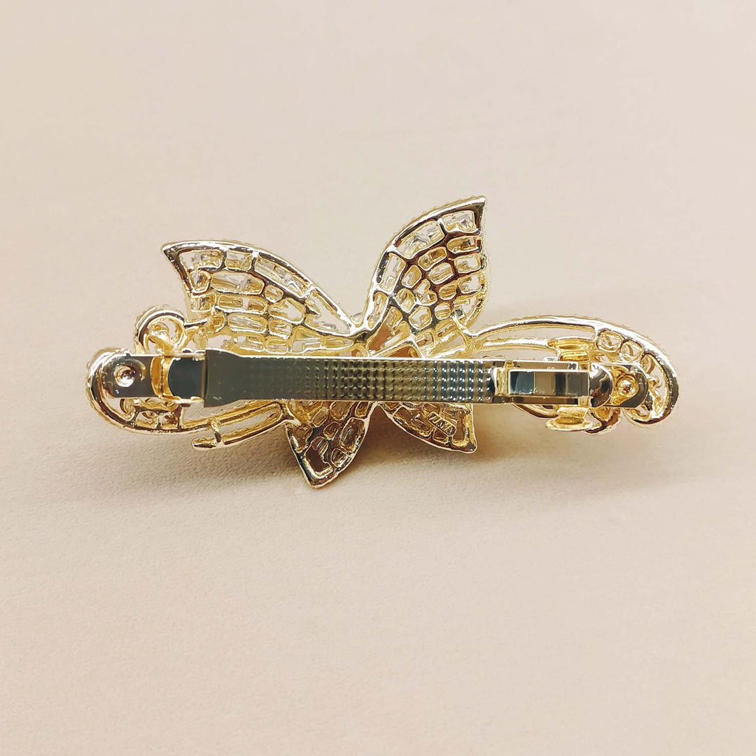 Anjita Butterfly American Diamond Gold Plated Hair Clip