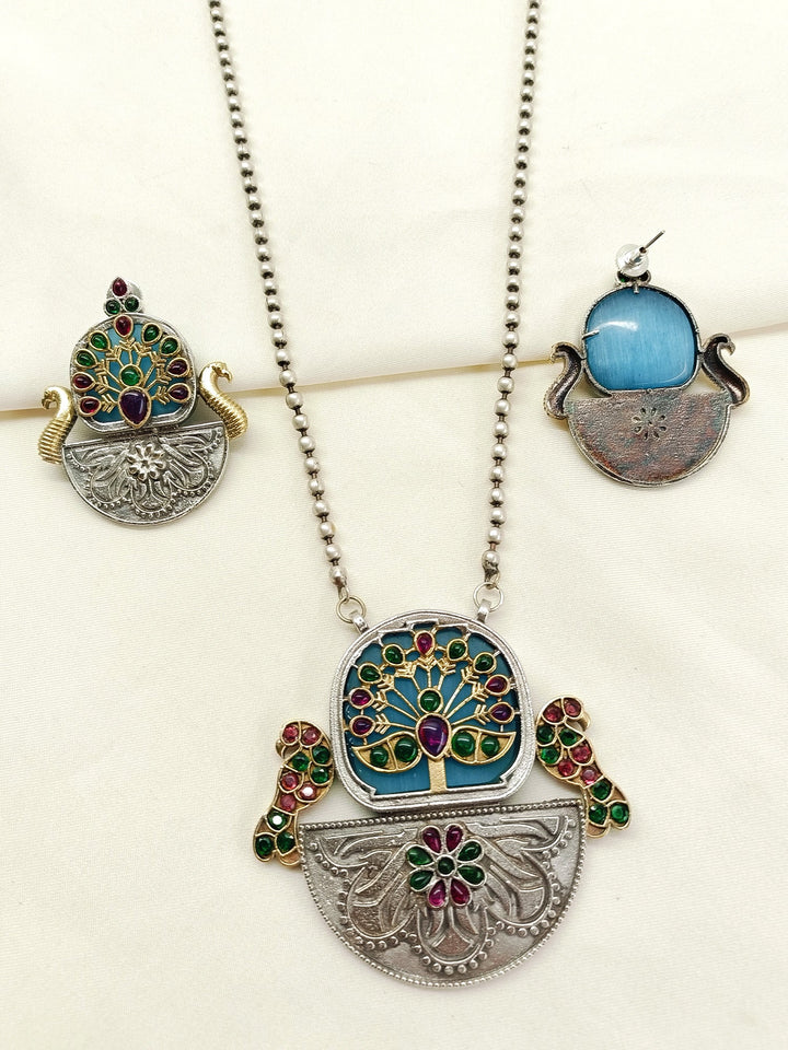 Oceana Multi Colour Oxidized Pendant Set