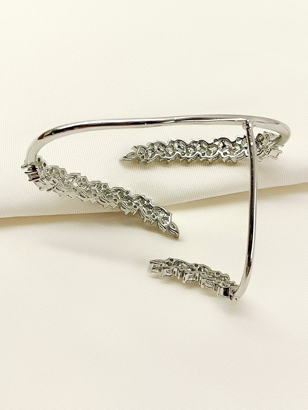 Zuri White American Diamond Palm Bracelet - Adjustable