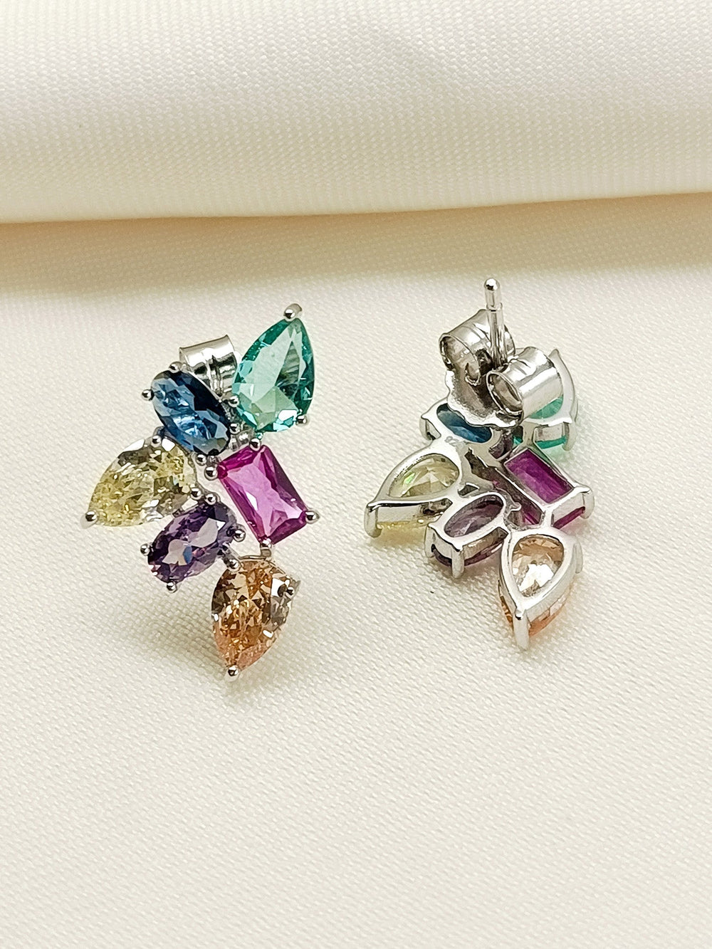 Namarati Multi Colour 92.5 Silver Swarovski Stone Tops