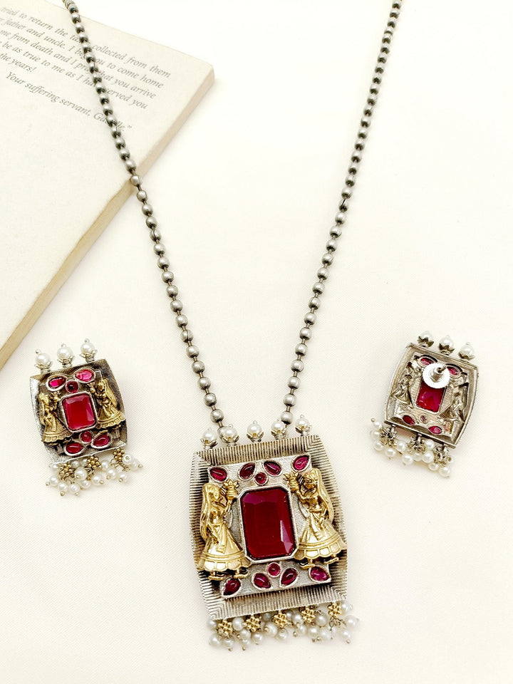 Razilli Ruby Oxidized Pendant Set