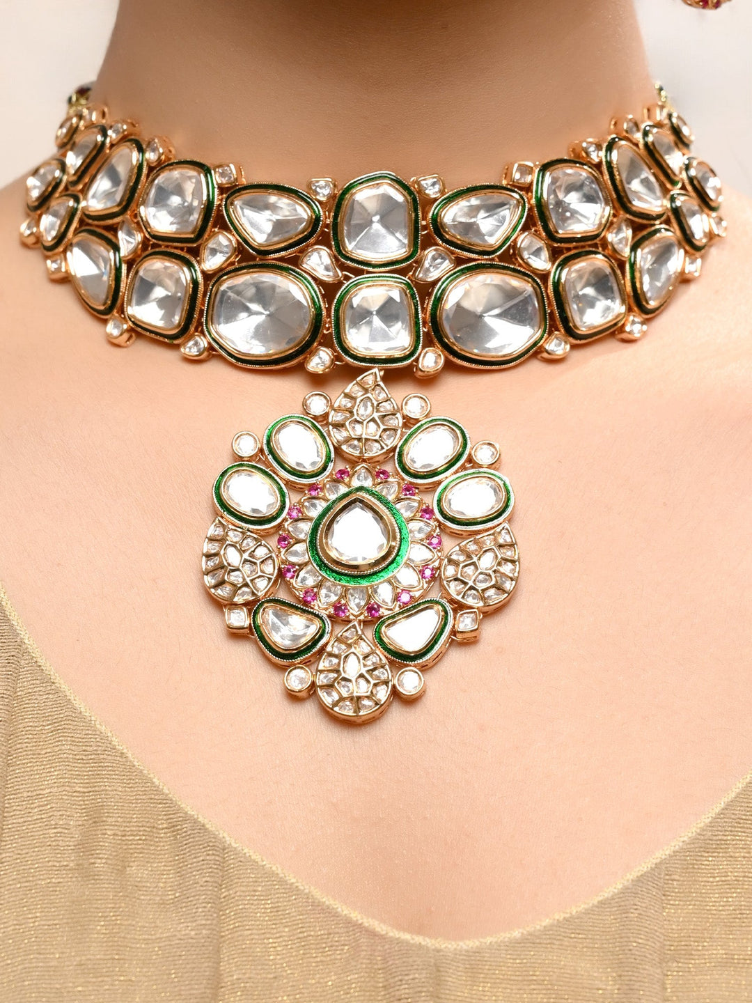 Sharda Ruby Kundan Necklace Set