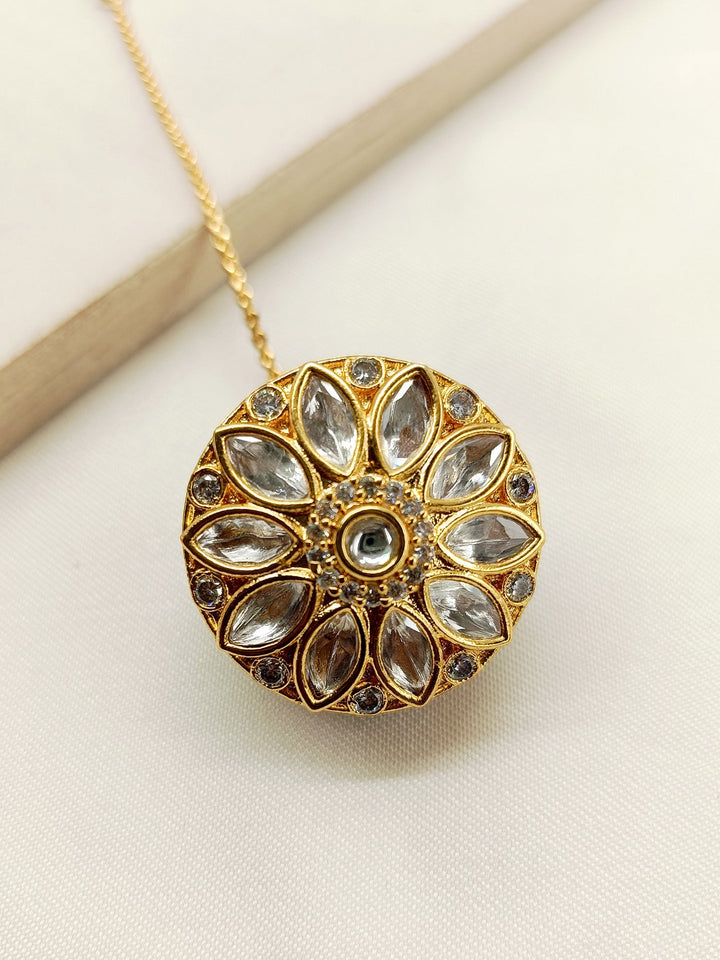 Ekani White Gold Plated Kundan Borla