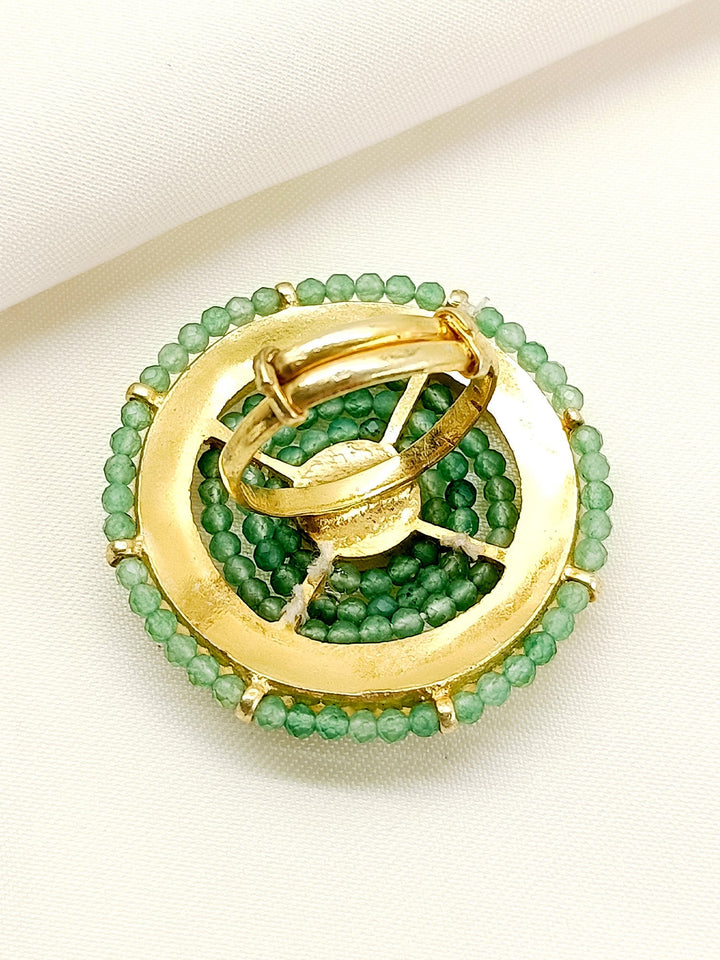 Koyna Mint Green Kundan Finger Ring