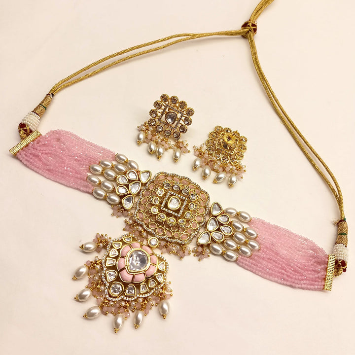 Zareen Baby Pink Kundan Choker