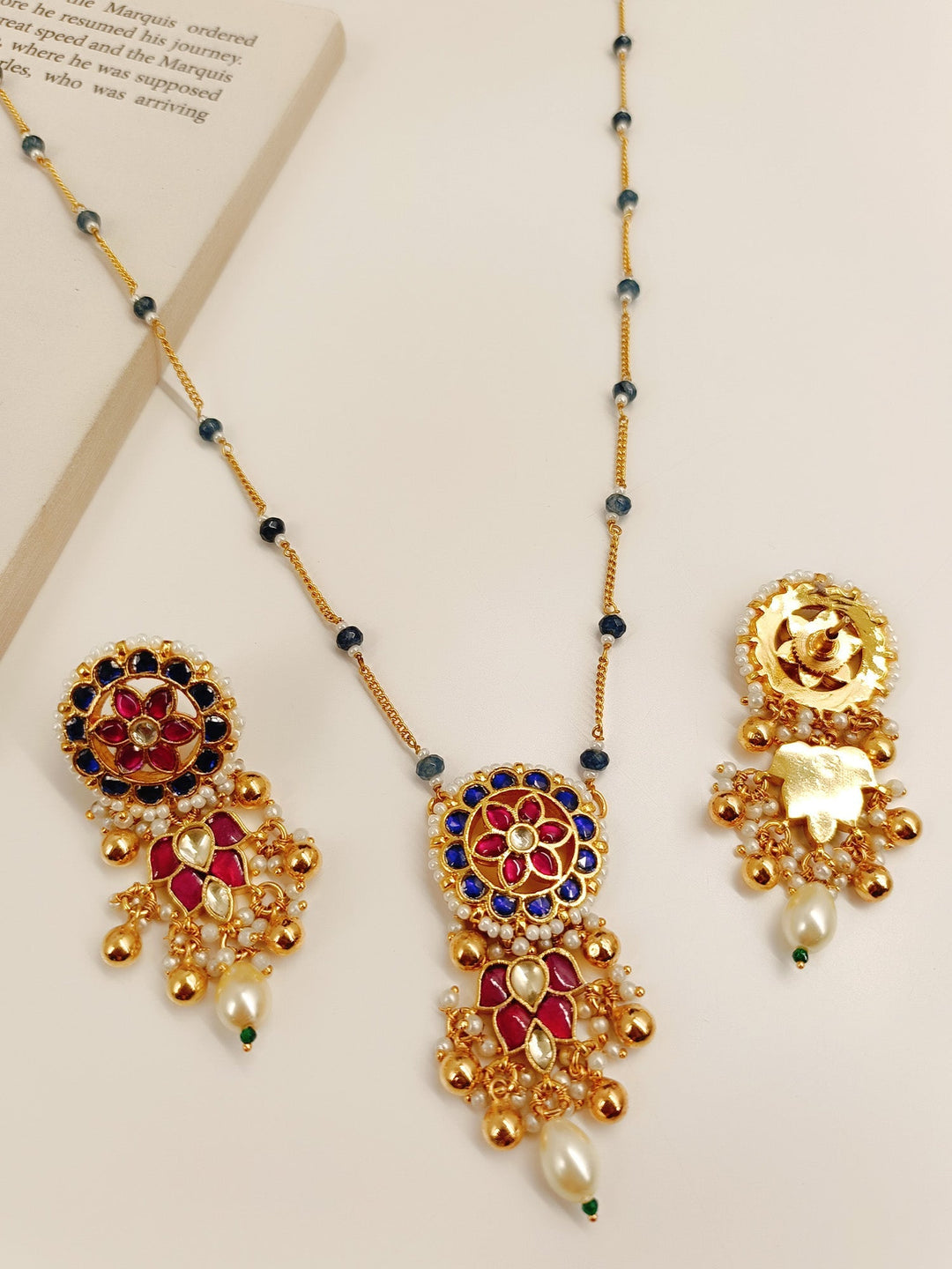 Jhanak B & P Kundan Pendant Set