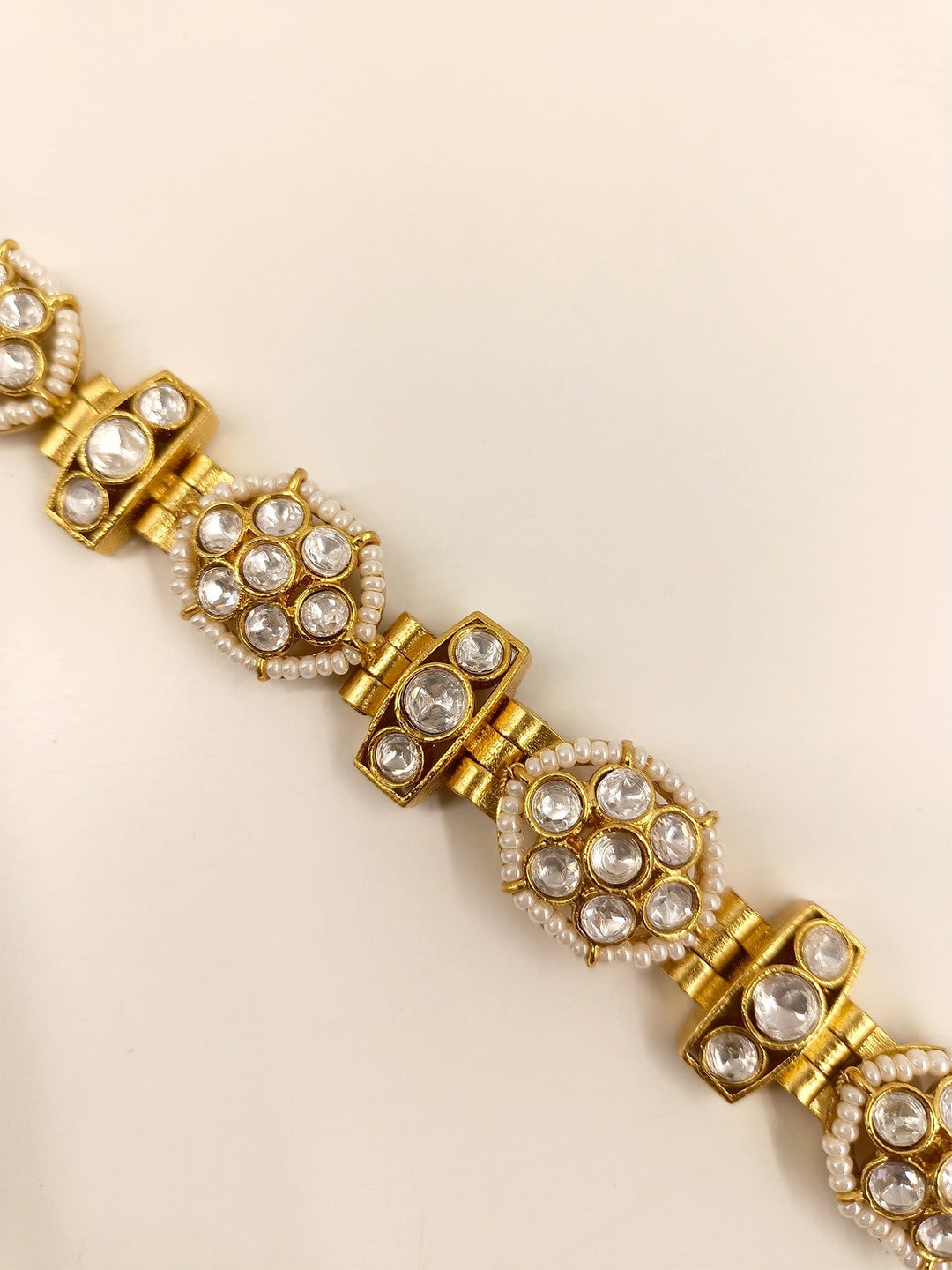 Aajani White Kundan Bracelet