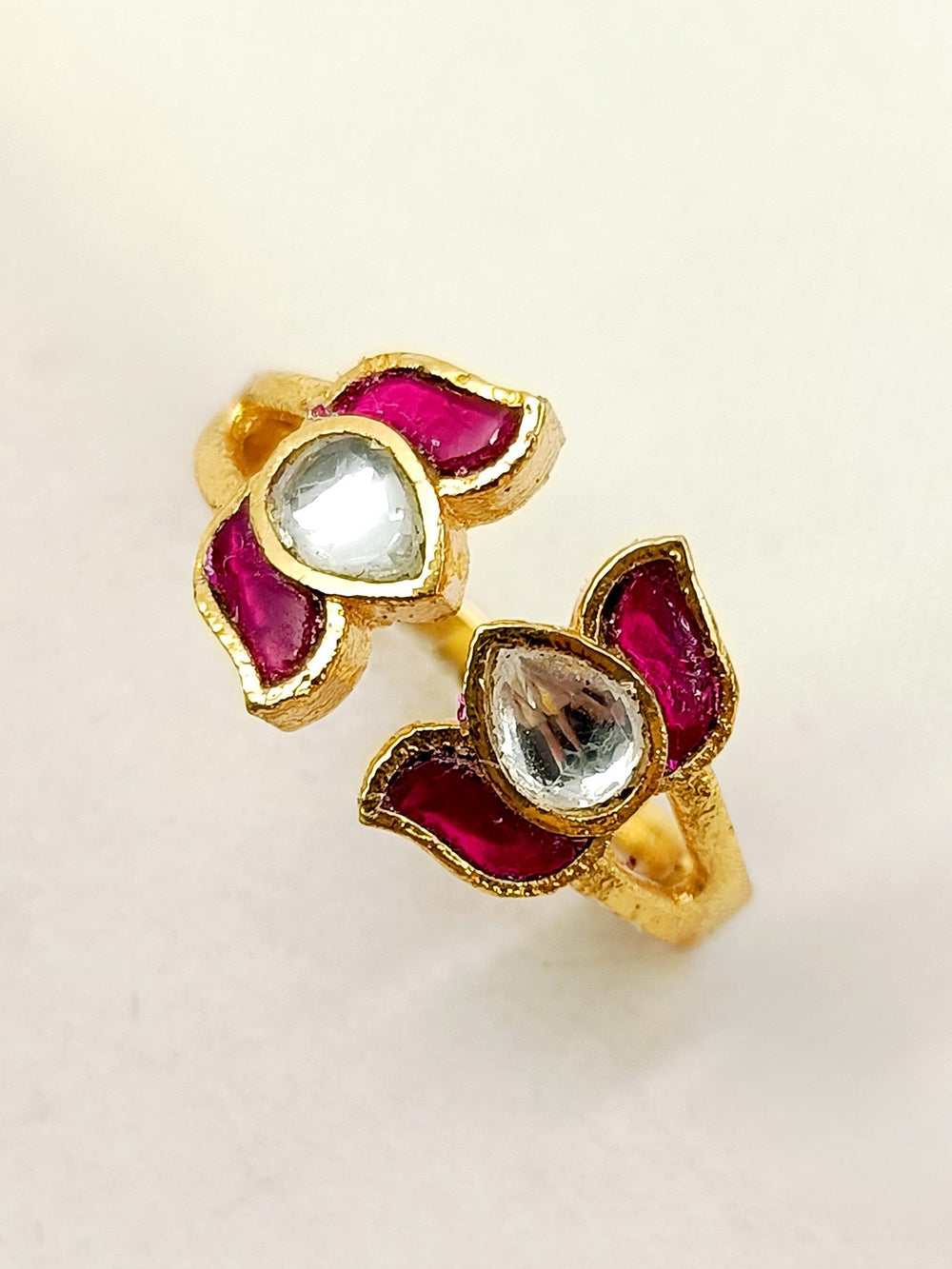 Lajni Ruby Kundan Finger Ring