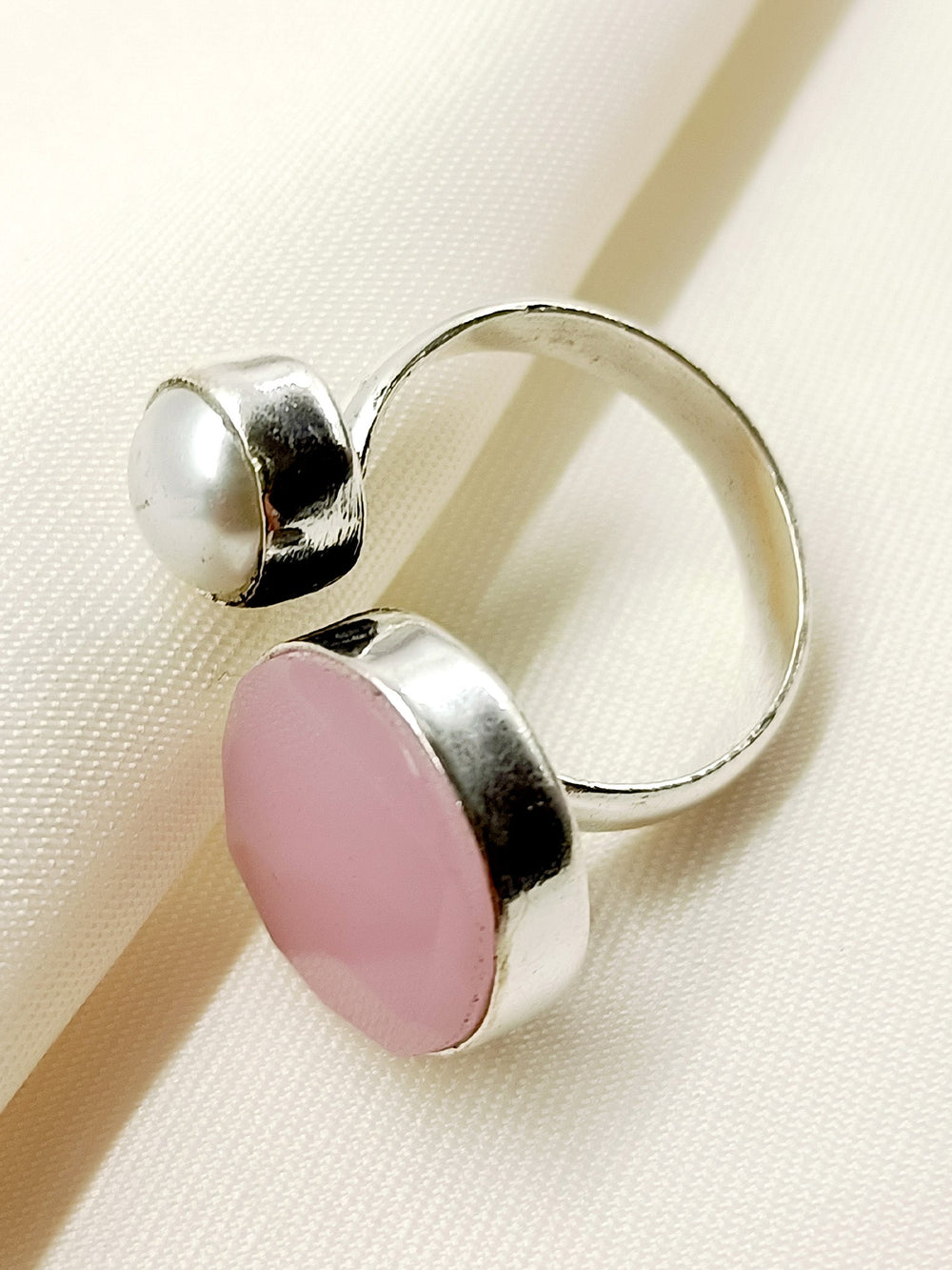 Farhina Pink Oxidized Finger Ring