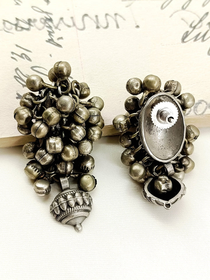 Maddie Plain Oxidized Tops - Silver Plating Earring