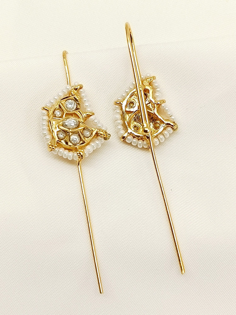 Chaaruvi White Gold Plated Kundan Ear Cuff [ Price is for Pair ]