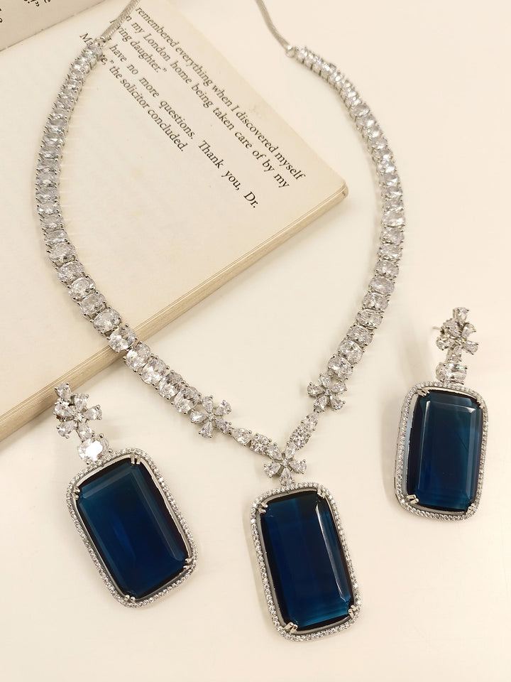 Ileana Blue Sapphire American Diamond Set