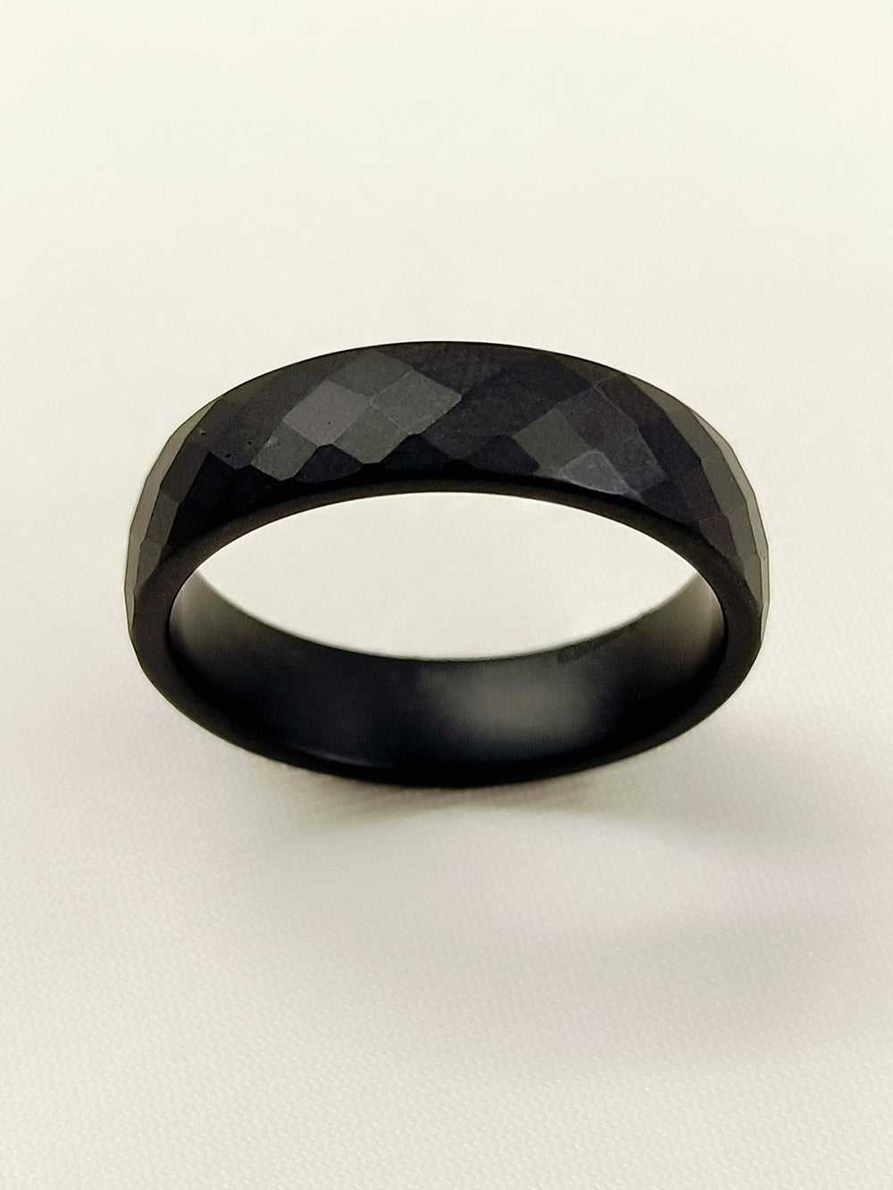 Anand Black Faceted Band Men's Ring - Polish