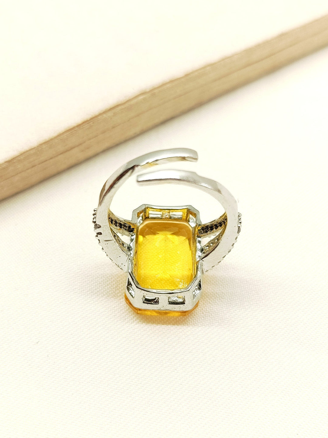 Lucy Yellow American Diamond Finger Ring