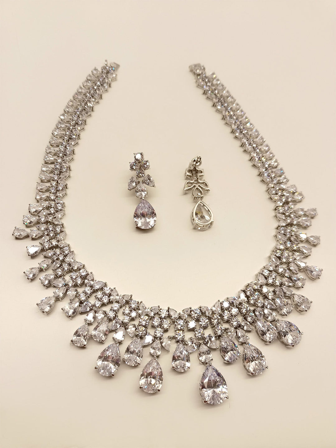 Firaki White American Diamond Necklace Set