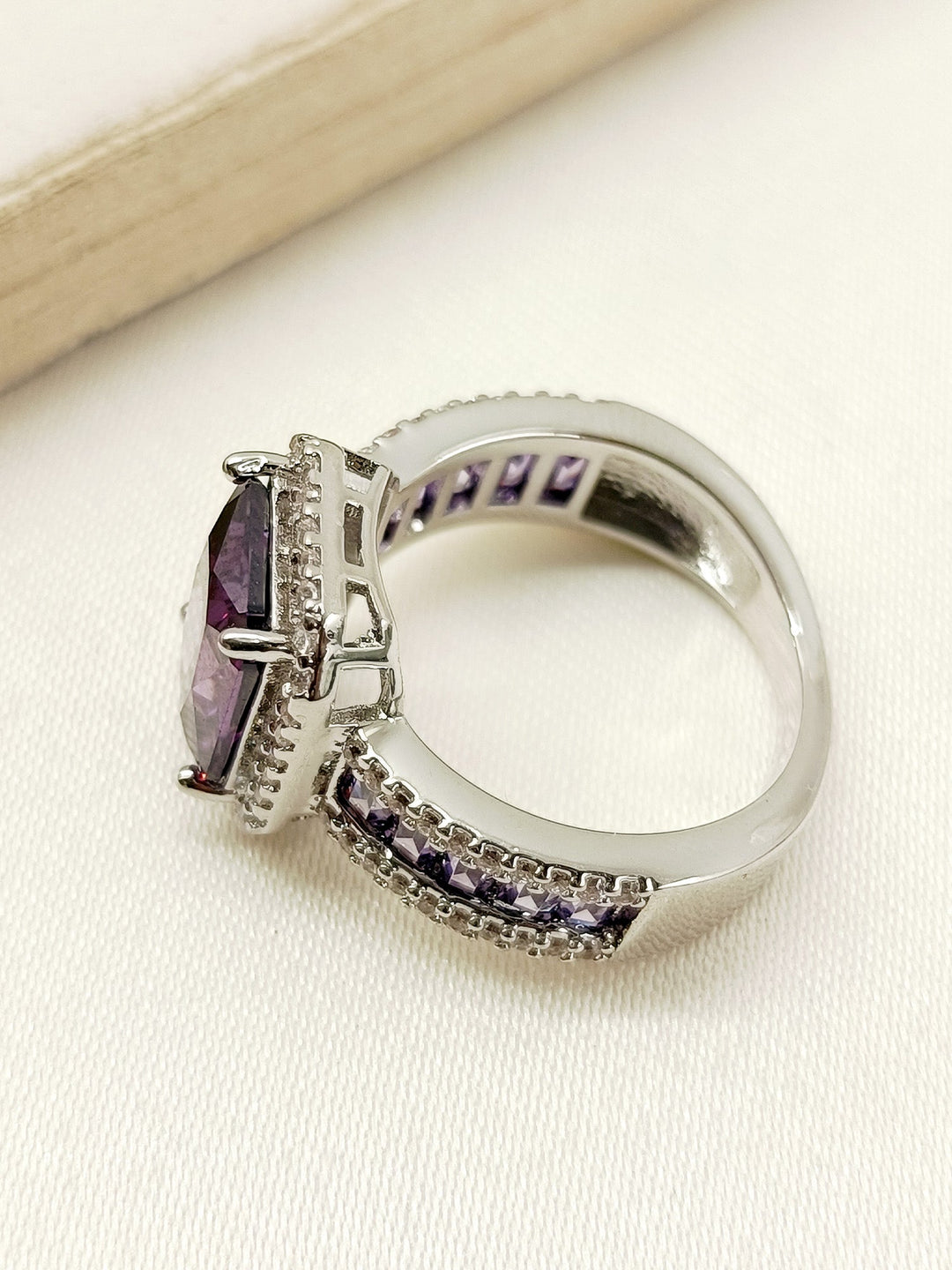 Deepti Purple American Diamond Finger Ring