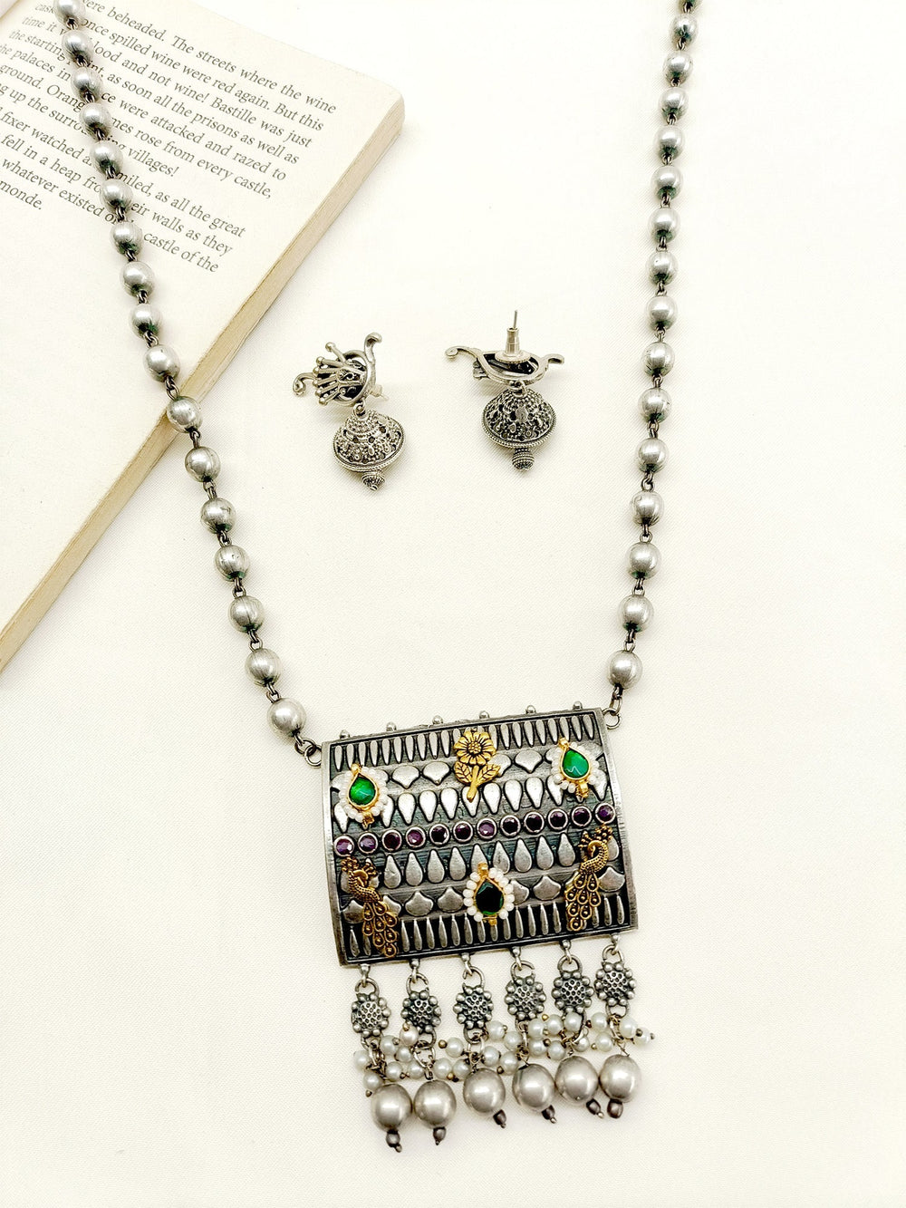 Gungun R & G Oxidized Necklace Set