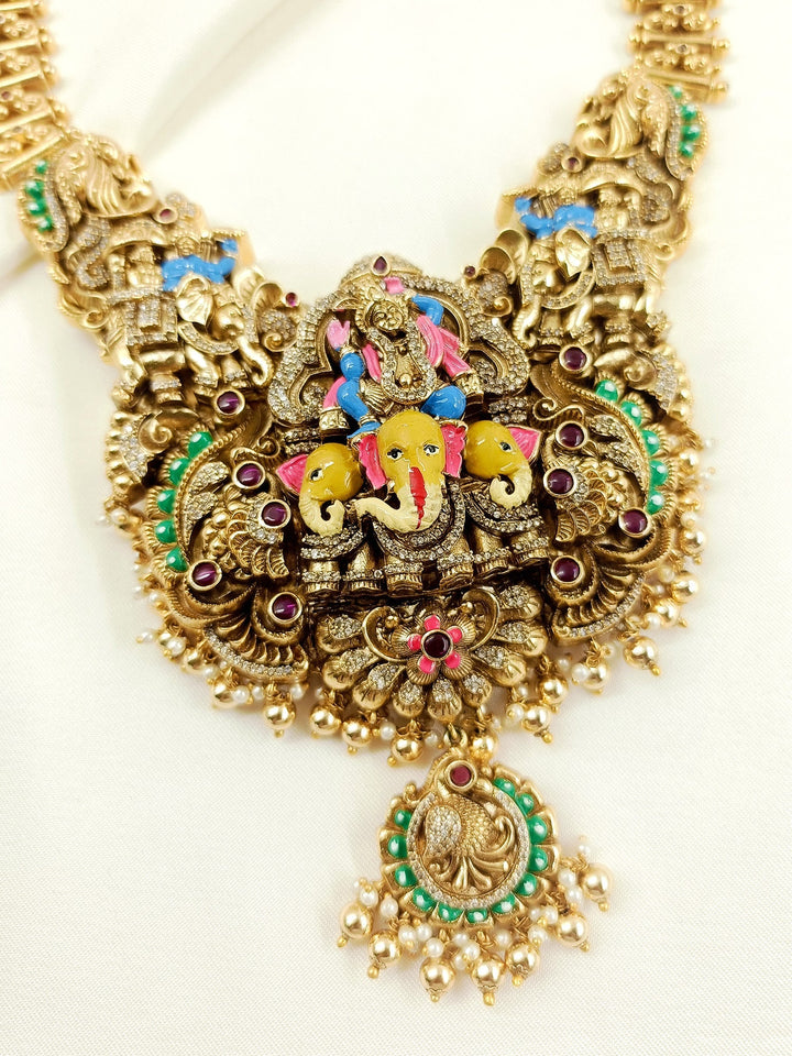 Dwarkadhish Temple Groom Antique Neckpiece - Necklace