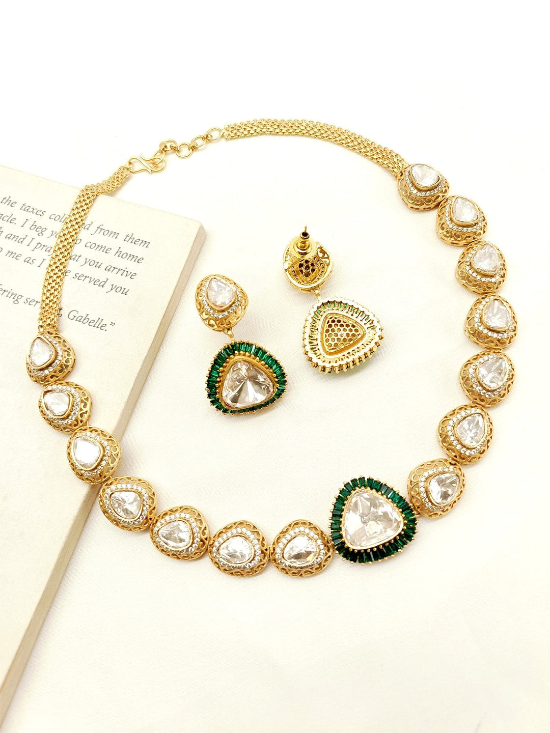 Swati Green Kundan Necklace Set