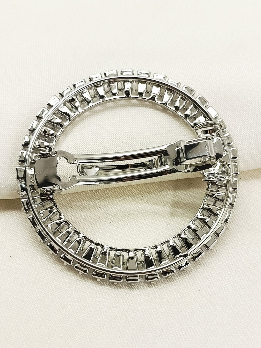 Sahiya Silver Hair Brooch - 5 cm Plated Semi-Precious Stones
