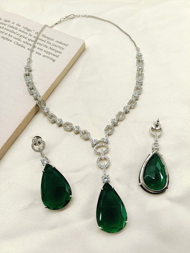 Sobia Green American Diamond Set