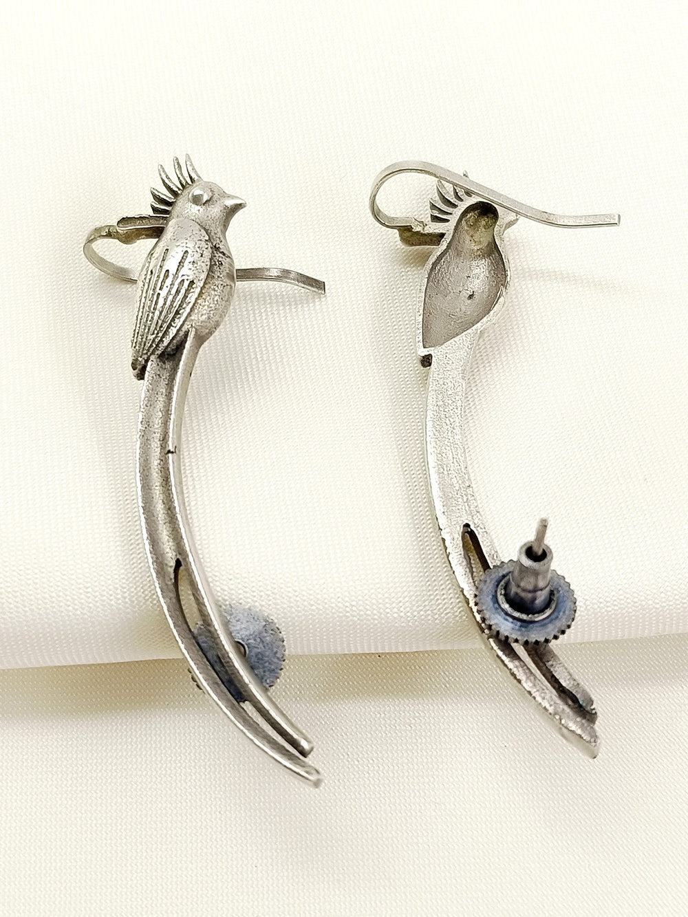 Radhika Plain Oxidized Bird Earcuffs - 6 cm Silver