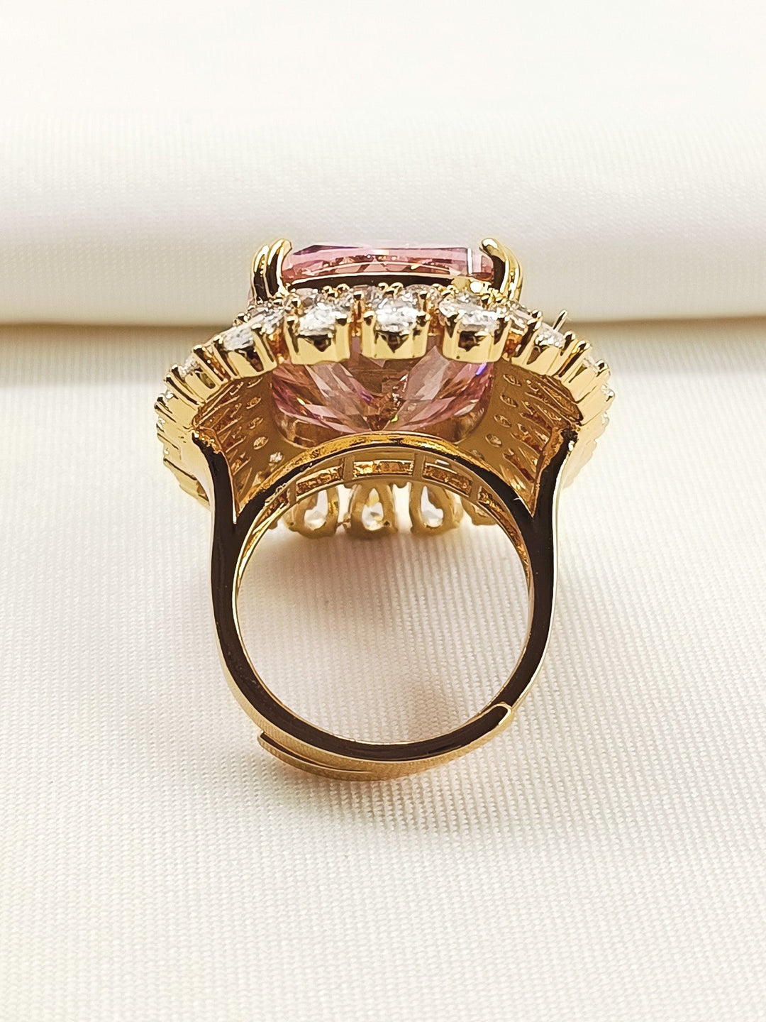 Ruhana Baby Pink American Diamond Finger Ring