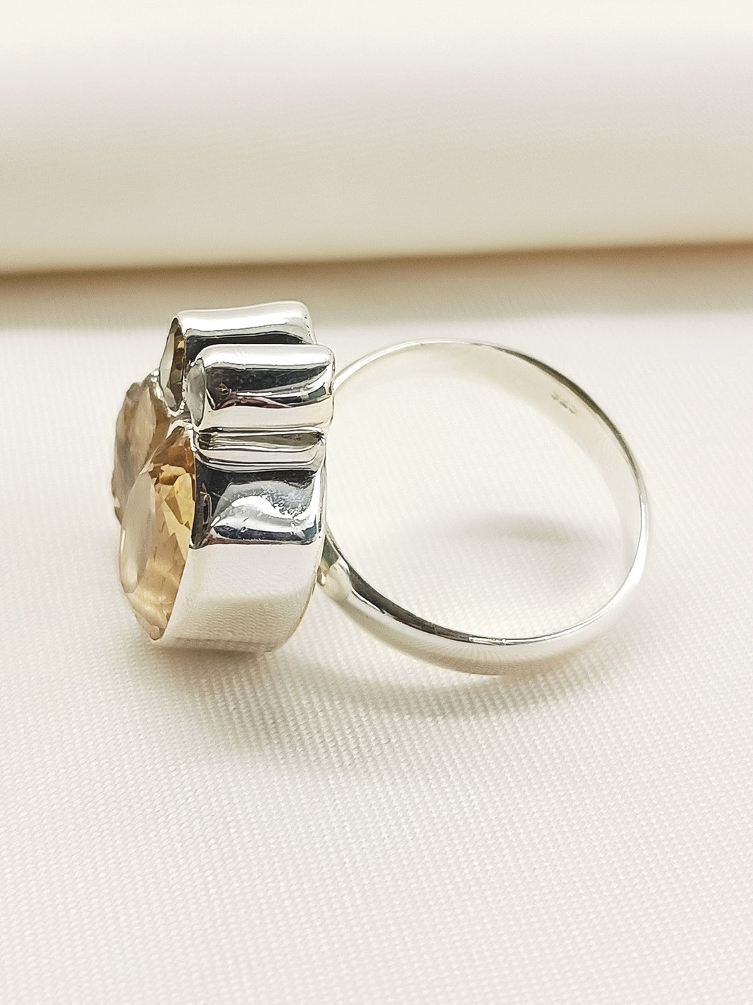 Prachi Multi Colour 92.5 Silver Citrine Stone Finger Ring