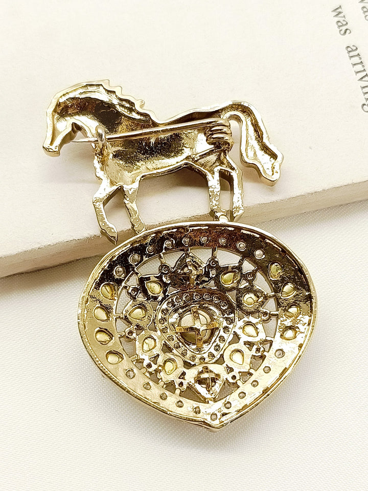 Atharva White Horse Brooch
