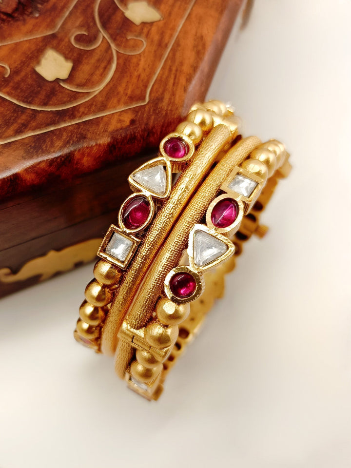 Haarika Rose Pink Kundan Bangle Pair