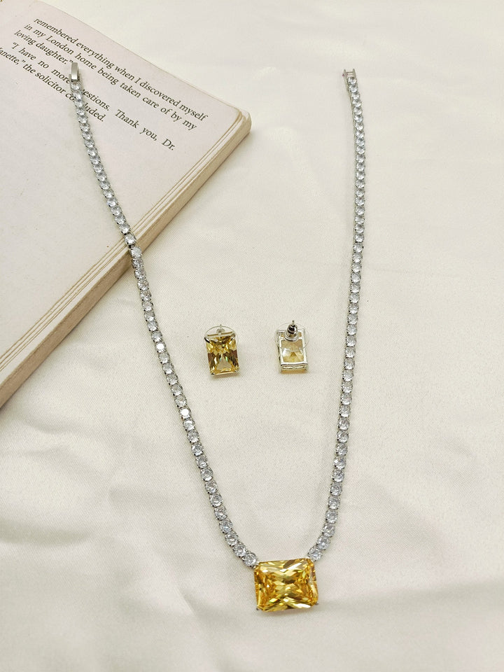 Erin Yellow American Diamond Necklace Set