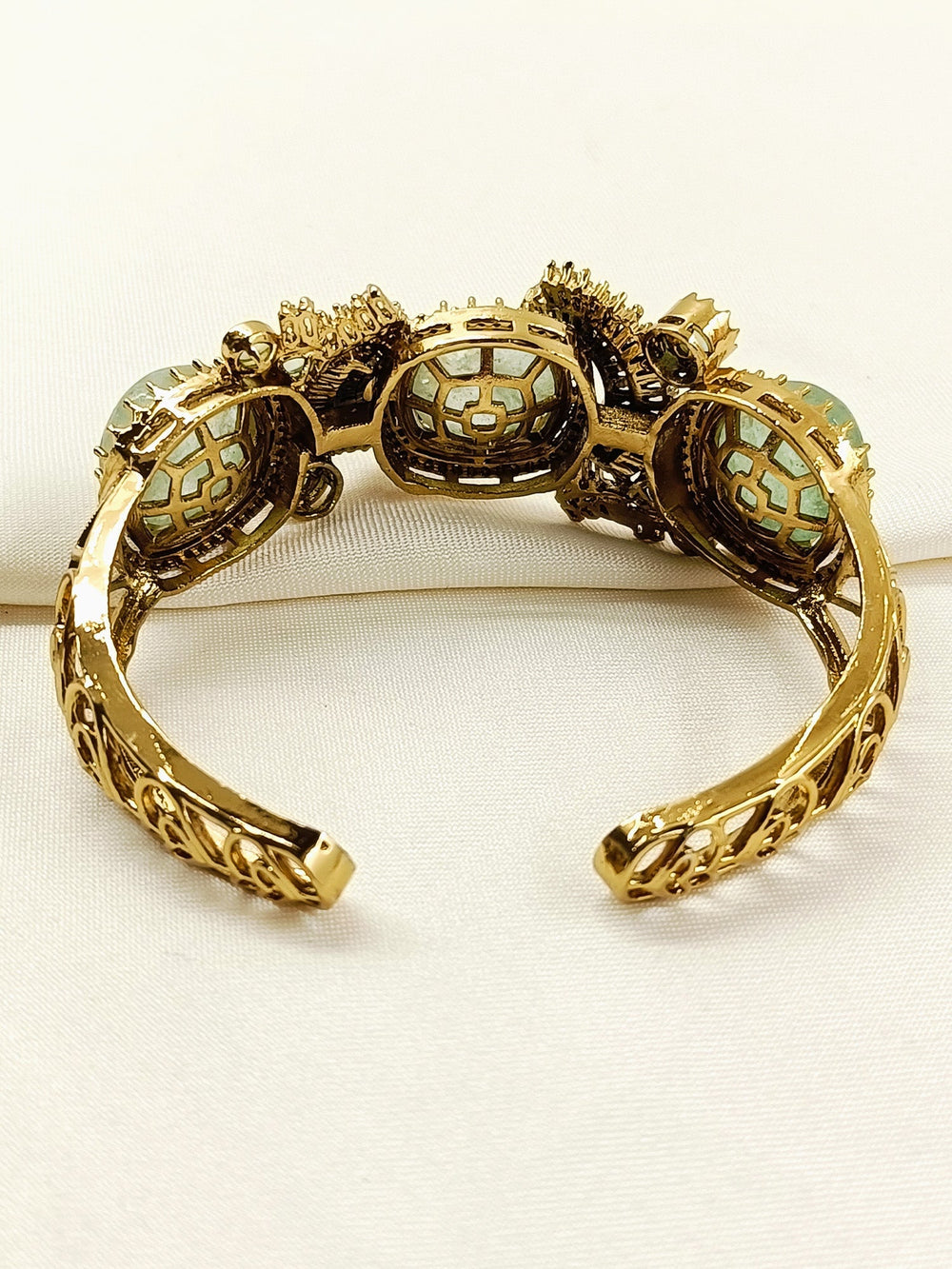 Monjima Mint Green Victorian Bracelet - Antique Gold-Plated