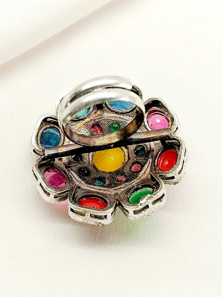 Bharti Multi Colour Oxidized Finger Ring