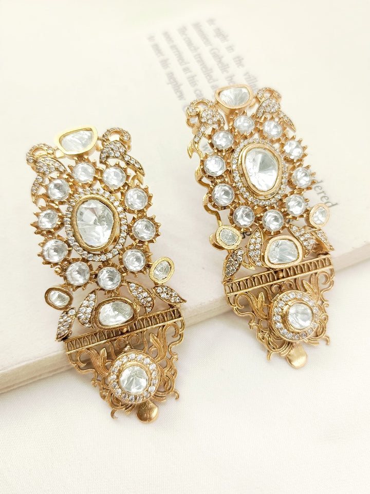 Pankhudi White Kundan Earrings