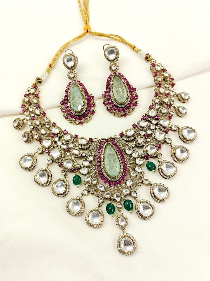 Natasha Mint Green Kundan Necklace Set
